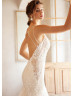 Ivory 3D Lace Tulle Keyhole Back Top Fashion Wedding Dress